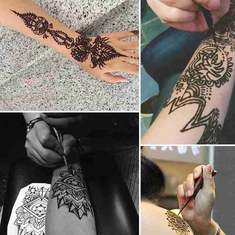 Natural Indian henna tattoo ink black Mehndi cream cone cream temporary art stickers Mehndi body parsley painting wholesale 240705