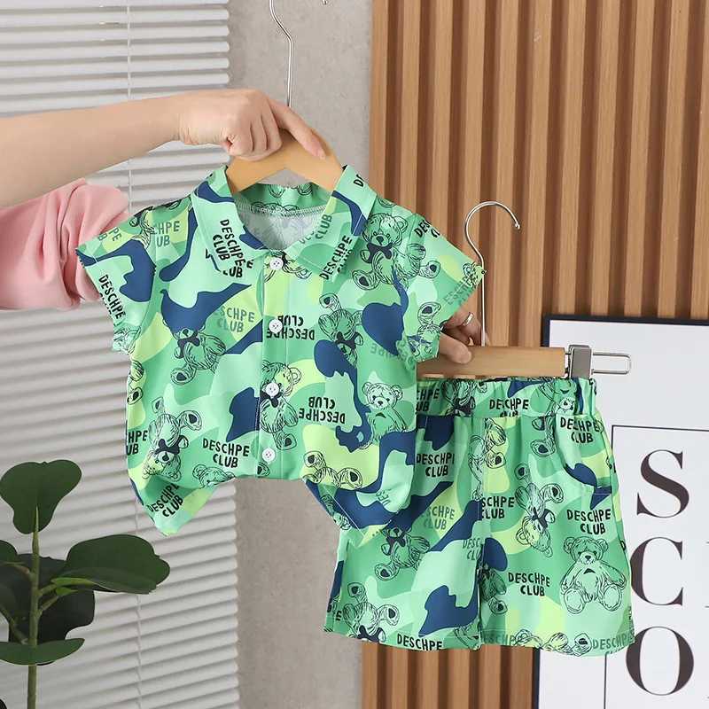 Clothing Sets Children Summer Beach Clothes Suit Baby Boys Girl Causal Full Printe Shirt Shorts 2Pcs/Set Kids Toddler Clothing Infant 0-5Years