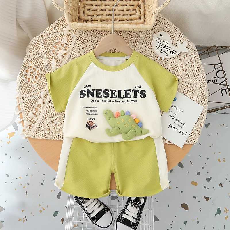 Clothing Sets New Summer Fashion Baby Girls Boys Clothes For 3D Dinosaur T Shirt Shorts 2pcs/Set Kids Children Cotton Toddler Casual Outfit