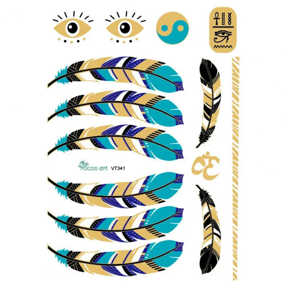 Temporary Tattoo Sticker Childrens Tattoo Black Body Art False Tattoo Bracelet Pattern Gold Metal Transfer Tattoo Sticker 240705