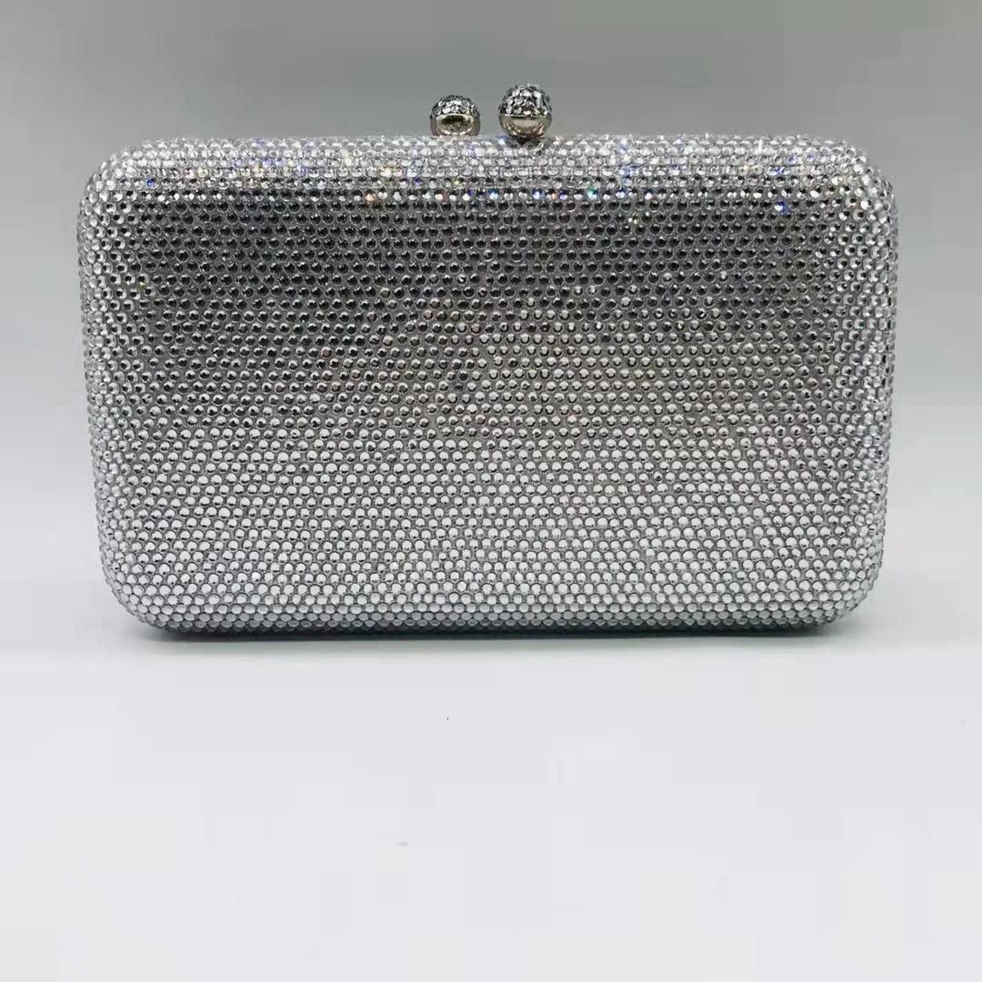 XIYUAN Pink Black Orange Silver Solid Crystal Clutch Wallet Womens Diamond Wedding Dinner Handbag Stone Birthday Night Bag 240704