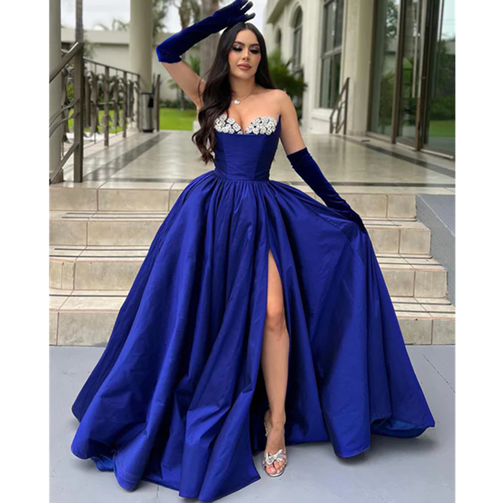 Royal Blue Women Evening Dresses Mermaid Sparkly Long Sleevless Sequins Formal Night Party Prom Gowns Plus Size Black Girl 6660312