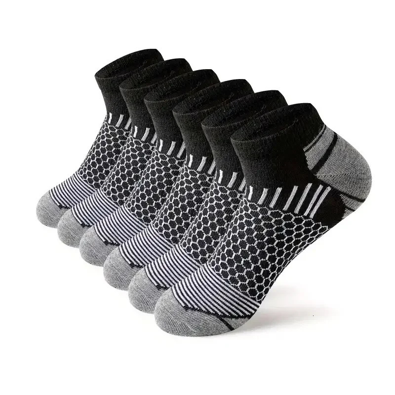 6 pairs Mens Short Sports Socks - Moisture-Wicking Breathable All-Season Athletic Socks 240703
