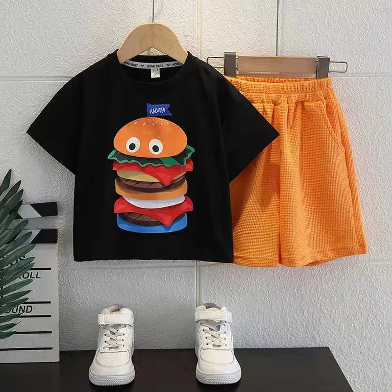 Clothing Sets Childrens Clothing Short Sleeved Set For Summer New Handsome and Fashionable Printed Summer Two-piece Set for Boys and Babie