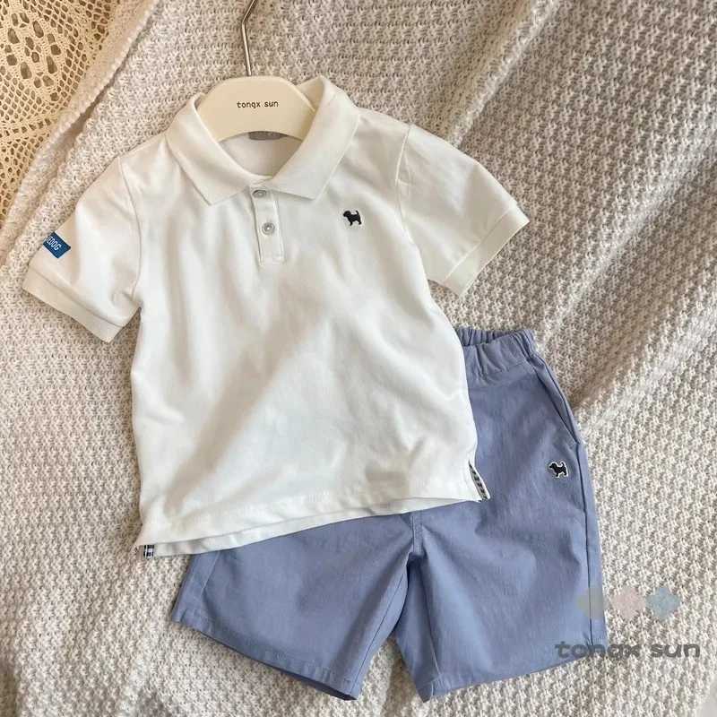 Clothing Sets Childrens Summer Set New Korean Edition Boys and Girls Pure Cotton Short Sleeve T-shirt Shorts 2 Piece Set