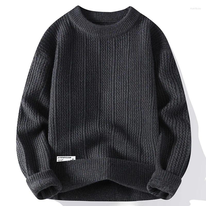 Men's Sweaters 2024 Autumn Knitted Sweater Base Layer Top Round Neck Home Casual Coat Line Clothes Sweatshirt