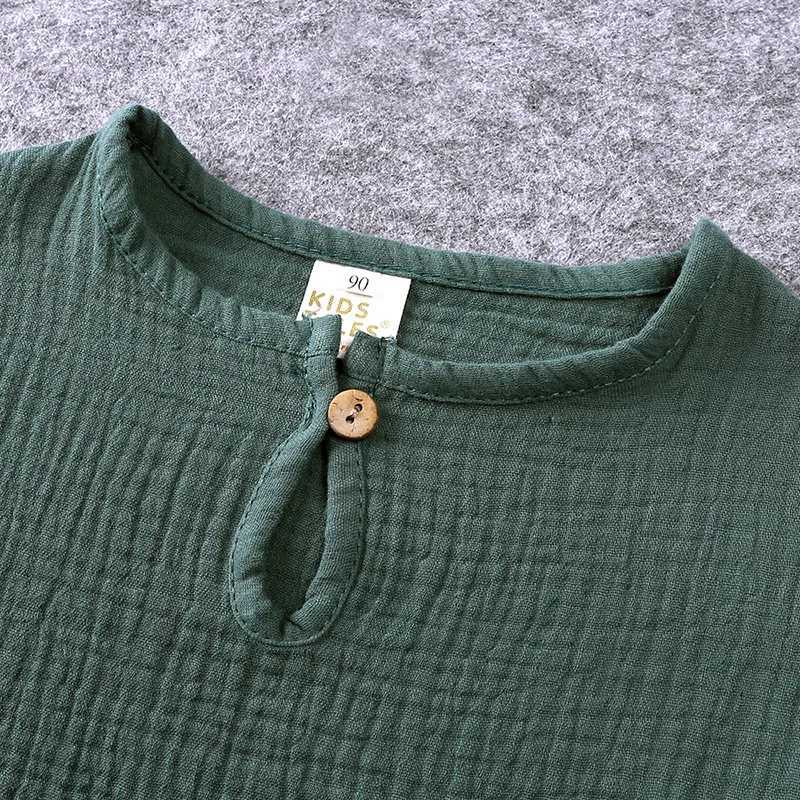 Clothing Sets Childrens Top and Bottom Clothes Set Home Wear Crepe Cotton Suit Casual Simple Style Suitable for Children Boys and Girls