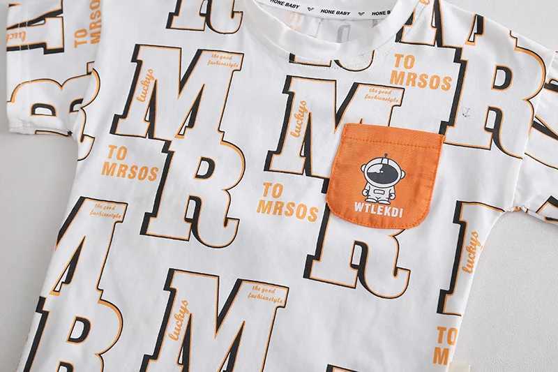 Clothing Sets Children Suit Summer Casual Clothes Baby Boys Girls Full Printe Letter T-Shirt Short 2pcs/sets Kids Toddler Suit Tracksuits