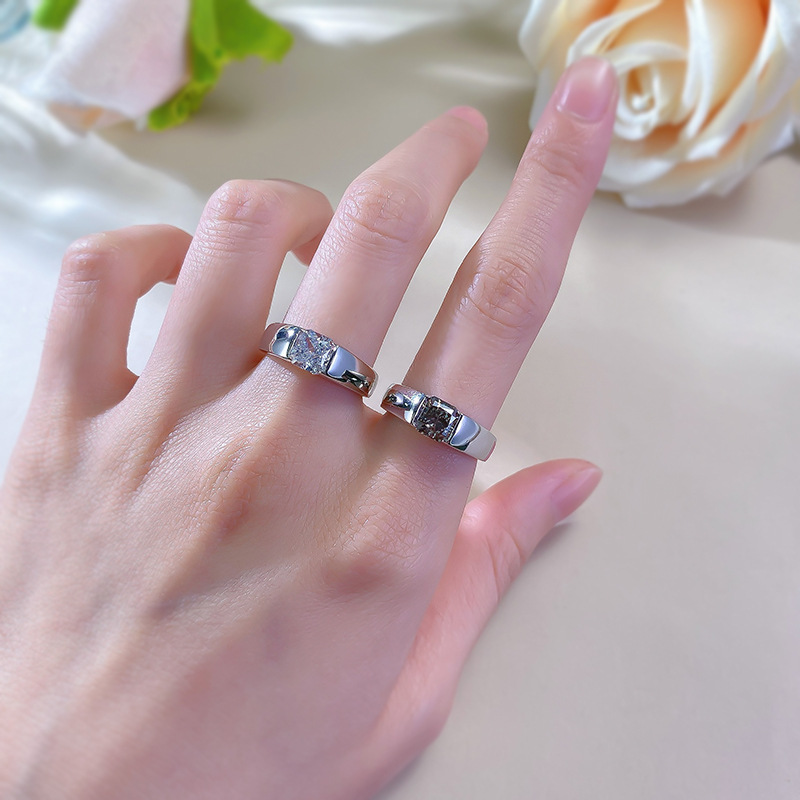 Exquisite Sterg Sier Moissanite Eternity Ring: 6MM White Grey Dia, Gorgeous Party Jewelry for Women