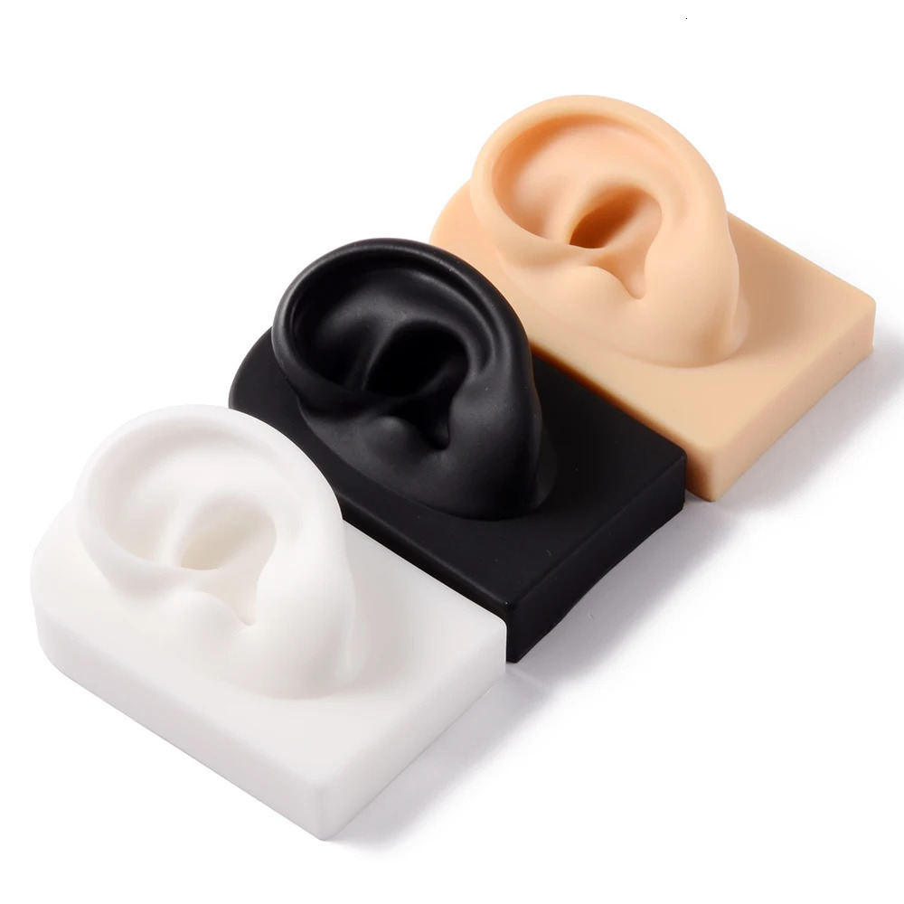 1 selling soft square silicone earring model tattoo practice perforation tool nose model earring display stand kit 240705