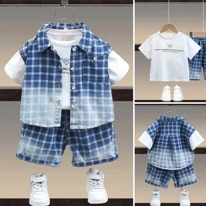Clothing Sets Summer Tracksuit Suit Child Baby Boy Clothing Set Shirt T-shirt + Shorts 3Pcs for Kids Children Sets 2024