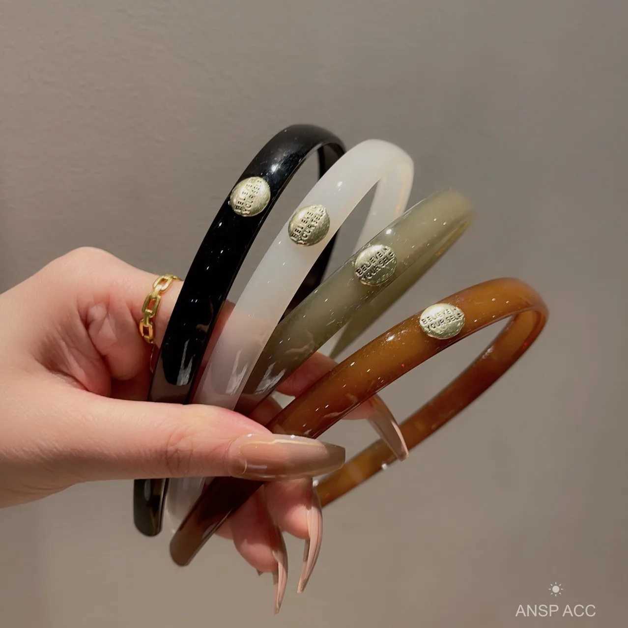 Headbands Gold Label Acrylic Korean Hair Accessories Boutique Multi-coloured Acetate Plastic Hair Hoops for Women Simple Popular Headbands