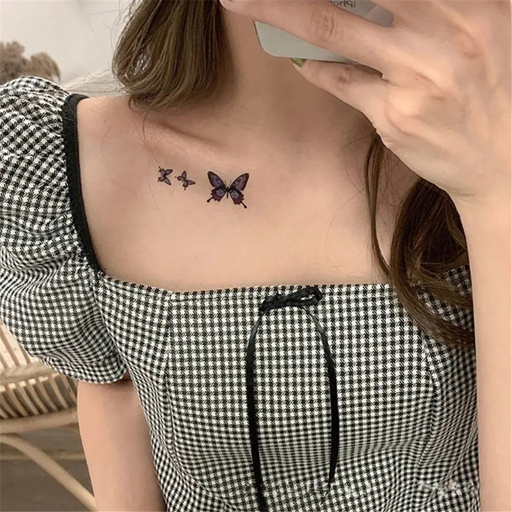 Waterproof blue butterfly sandwich temporary tattoo stickers for men and womens parties tattoo stickers for fashionable patterns sandwich stickers 240
