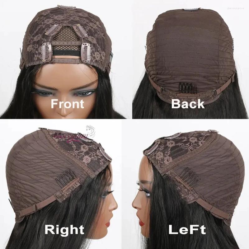 Part Wig V Human Hair Straight Short Bob 10-16Inch Brazilian Wigs For Women 180% Density Remy Non Lace