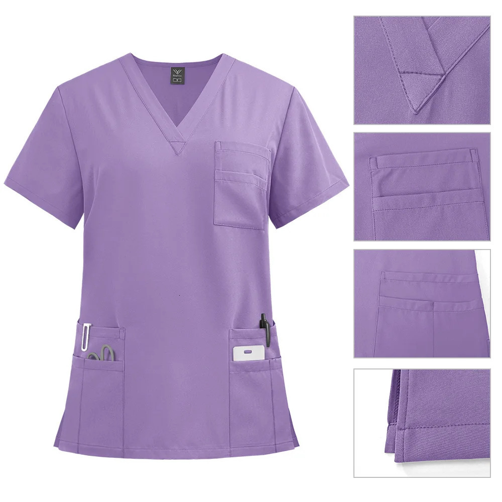 Classic Nurse Scrubs Set Men Nurse Accessories Uniform Dental Clinical Top Pants Lab Workwear Clothes 240704