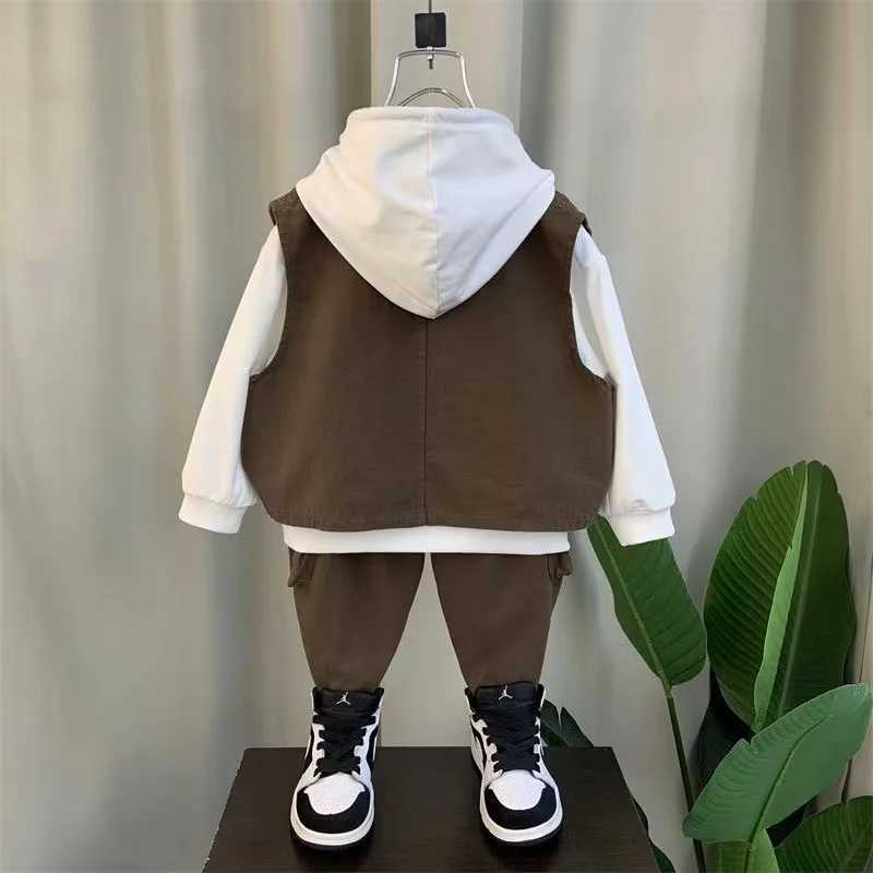 Clothing Sets Boys Spring And Autumn Set 2024 New Boys And Babies Clothing Korean Edition Childrens Handsome Three Piece Set Kids Outfits