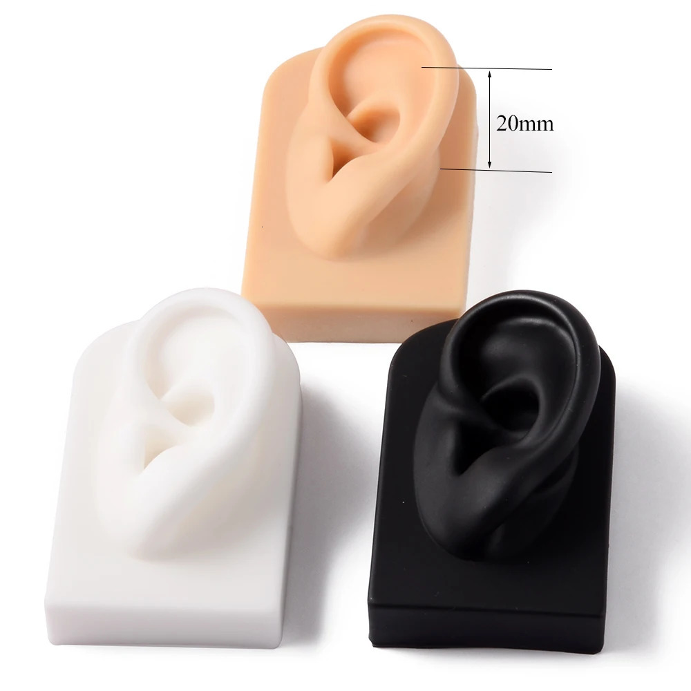 1 selling soft square silicone earring model tattoo practice perforation tool nose model earring display stand kit 240705