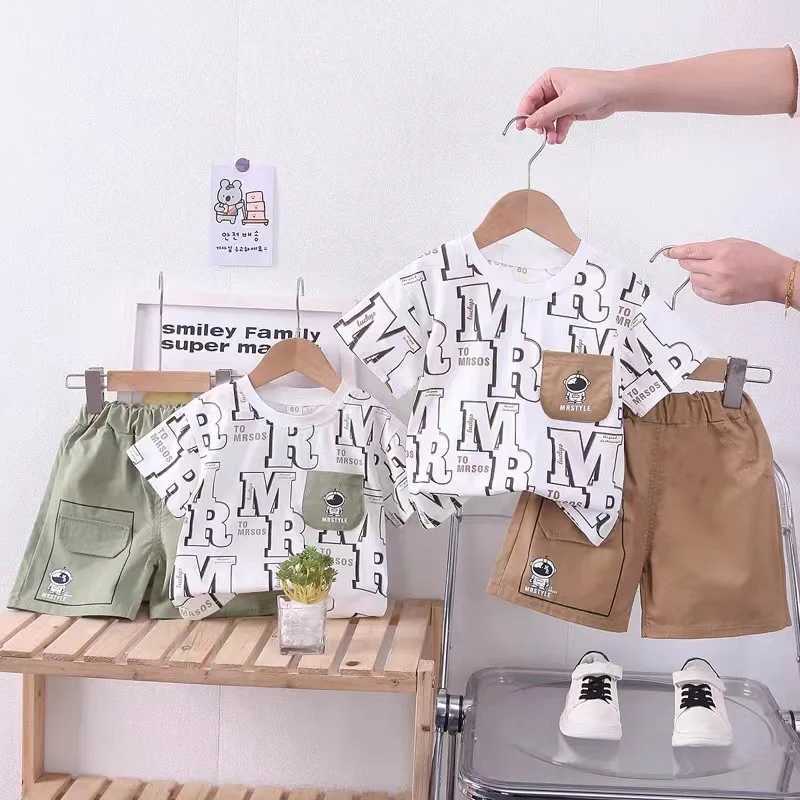 Clothing Sets New Fashion Summer Kids Baby Boys Clothing Suits Cartoon Letter T-Shirt+Shorts Casual Clothes Outfit Girls Clothing 2PCS/Set