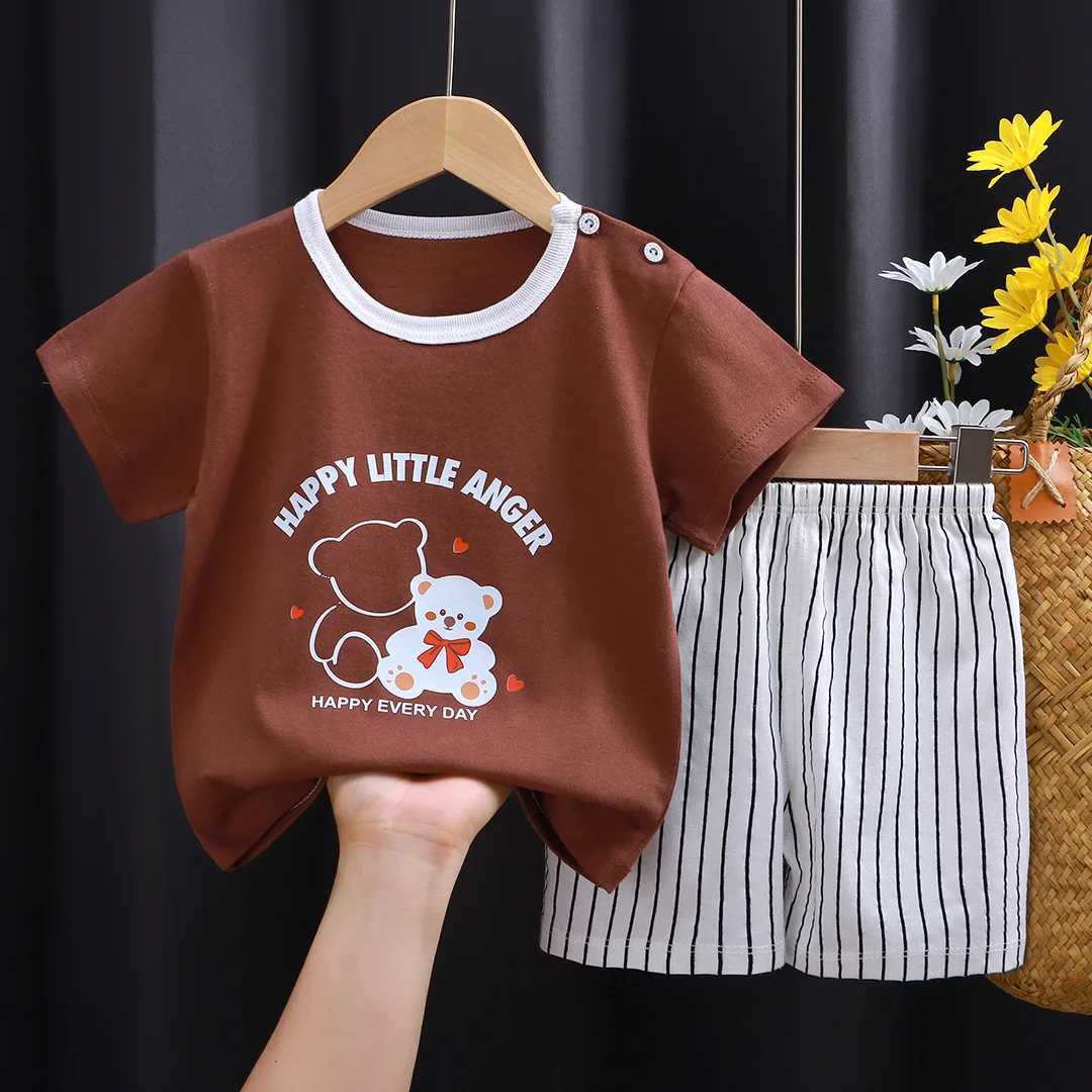 Clothing Sets Boys T-shirt and Shorts Set Pure Cotton Girls Summer Clothing Boys T-shirt for 110-130cm Tall Kids 100% Cotton 2-5Y KIDS
