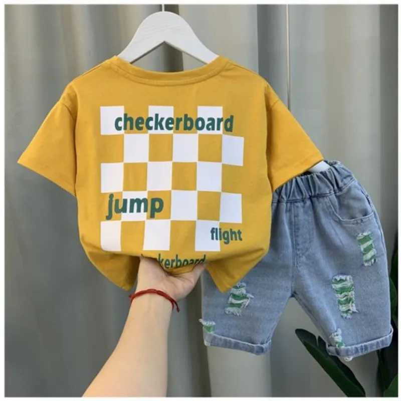 Clothing Sets Kids Boys Summer Clothes Set New Childrens Summer Cool and Handsome Short sleeved T-shirt Shorts 2-piece Set