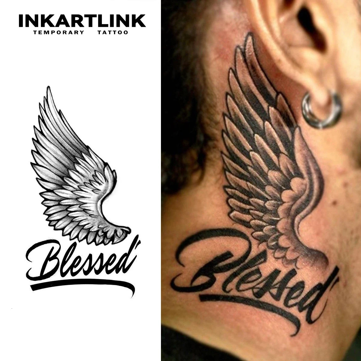 Wing temporary tattoo lasting for 15 days with technology waterproof semi anent stickers. 240705