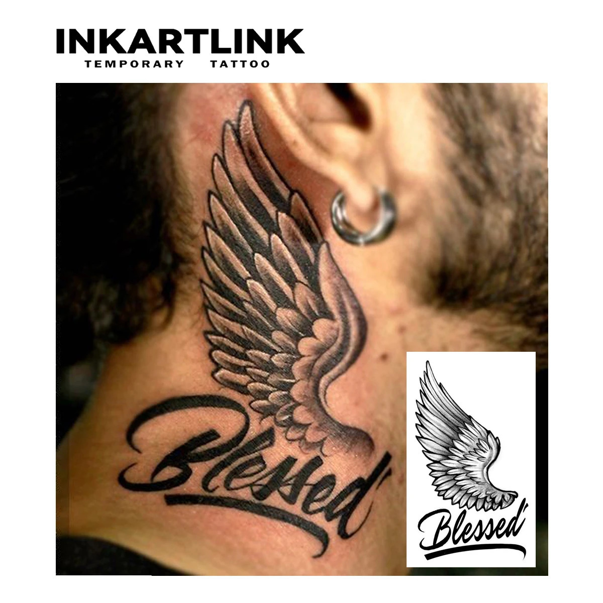 Wing temporary tattoo lasting for 15 days with technology waterproof semi anent stickers. 240705