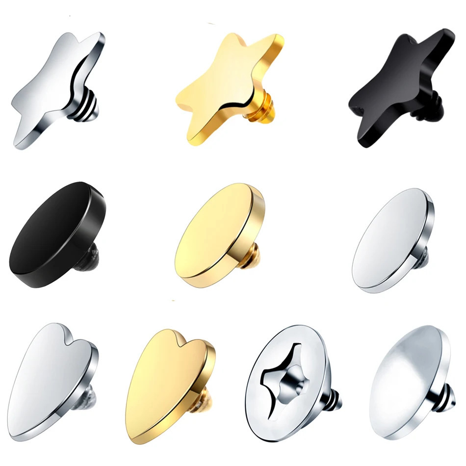 1 piece of tattoo skin anchor top micro skin head surface perforation CZ gemstone skin diver skin anchor body perforation jewelry 240705
