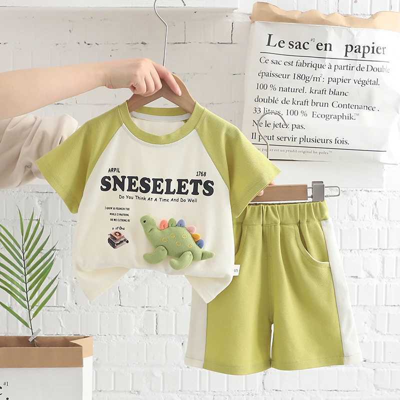 Clothing Sets New Summer Fashion Baby Girls Boys Clothes For 3D Dinosaur T Shirt Shorts 2pcs/Set Kids Children Cotton Toddler Casual Outfit