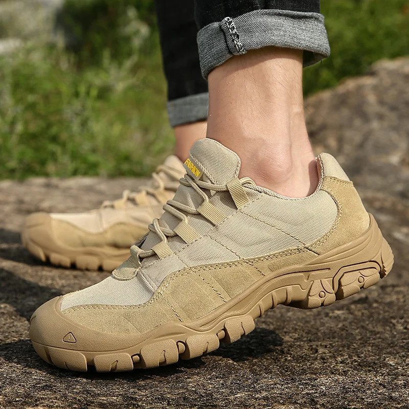 Outdoor Men Hiking Shoes Waterproof Breathable Tactical Combat Army Boots Desert Training Sneakers Anti-Slip Trekking Shoes 240705