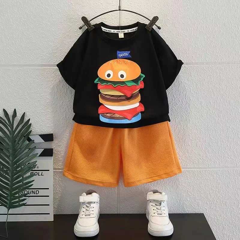 Clothing Sets Childrens Clothing Short Sleeved Set For Summer New Handsome and Fashionable Printed Summer Two-piece Set for Boys and Babie