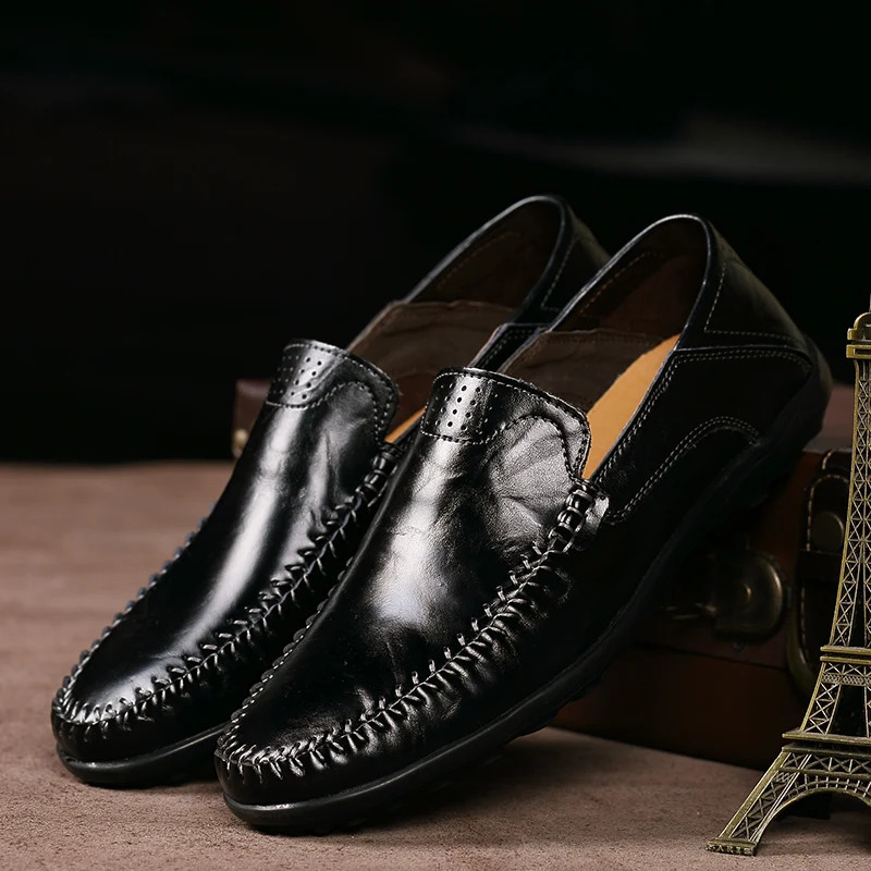 spring and summer high quality casual leather shoes mens leather pea shoes mens moccasin shoes Mens sneakers 240705
