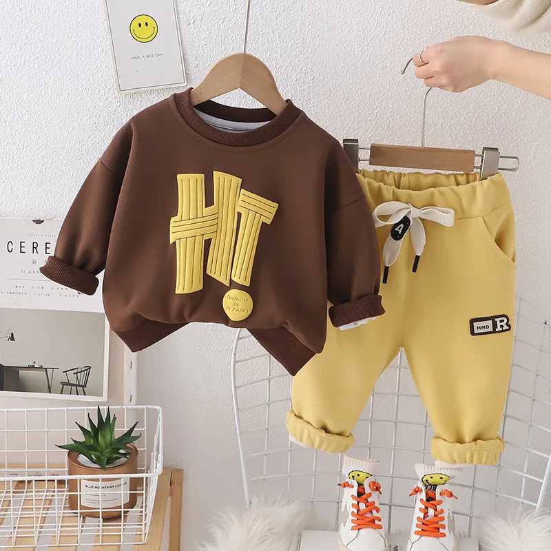 Clothing Sets 2024 Spring Autumn Baby Boys Clothing Sets Children Cotton Letters Sweatshirts Pants 2Pcs Suit For 1-5 Years Kids Casual Outfits