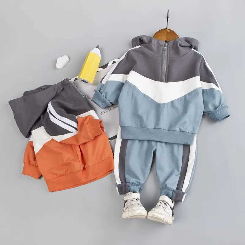 Clothing Sets Spring Autumn Toddler Boy Costume Outfit Baby Kid Patchwork Tracksuit Infant Casual Clothing Sets Children Hooded Top Pants 2Pcs