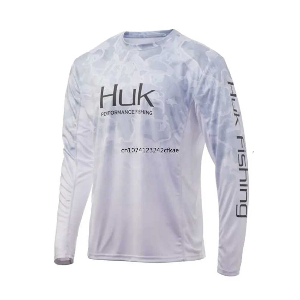 HUK Fishing Shirt Long Sleeve Uv Protection Fishing Clothing Man Outdoor Summer Fishing Apparel UPF 50 Performance Tops 240627
