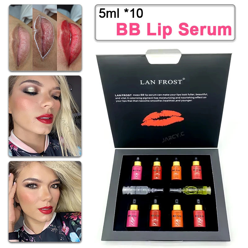 10 vials 5ml BB Lip Ampoule Serum Stayve Lips Cherips Beginner Ampoule Pigment Permanent Makeup Lip Blush Gloss Moisturing Dying 240627