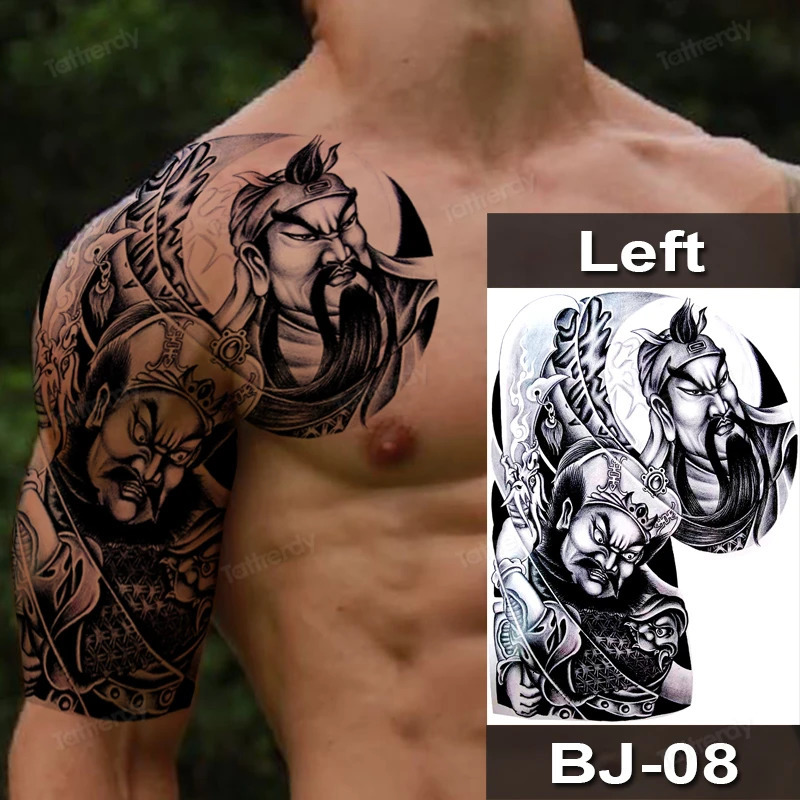 Waterproof Tattoo Sticker Mens Half Shoulder Dragon Totem Arm False Tattoo Black Large Size Mens Beauty Tattoo 240705