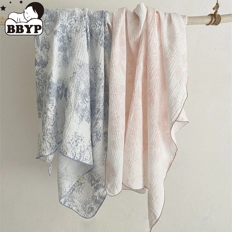 Floral Soft Cotton Muslin born Swaddle Wrap Receiving Blanket Quick Dry Bath Towel Baby Stroller Cover 240703