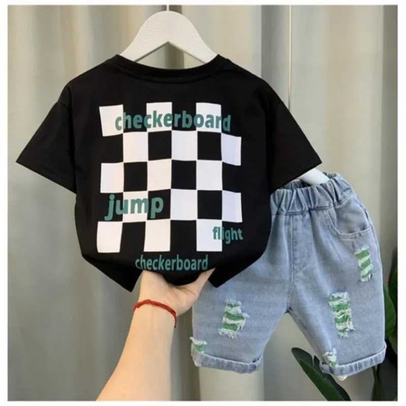Clothing Sets Kids Boys Summer Clothes Set New Childrens Summer Cool and Handsome Short sleeved T-shirt Shorts 2-piece Set