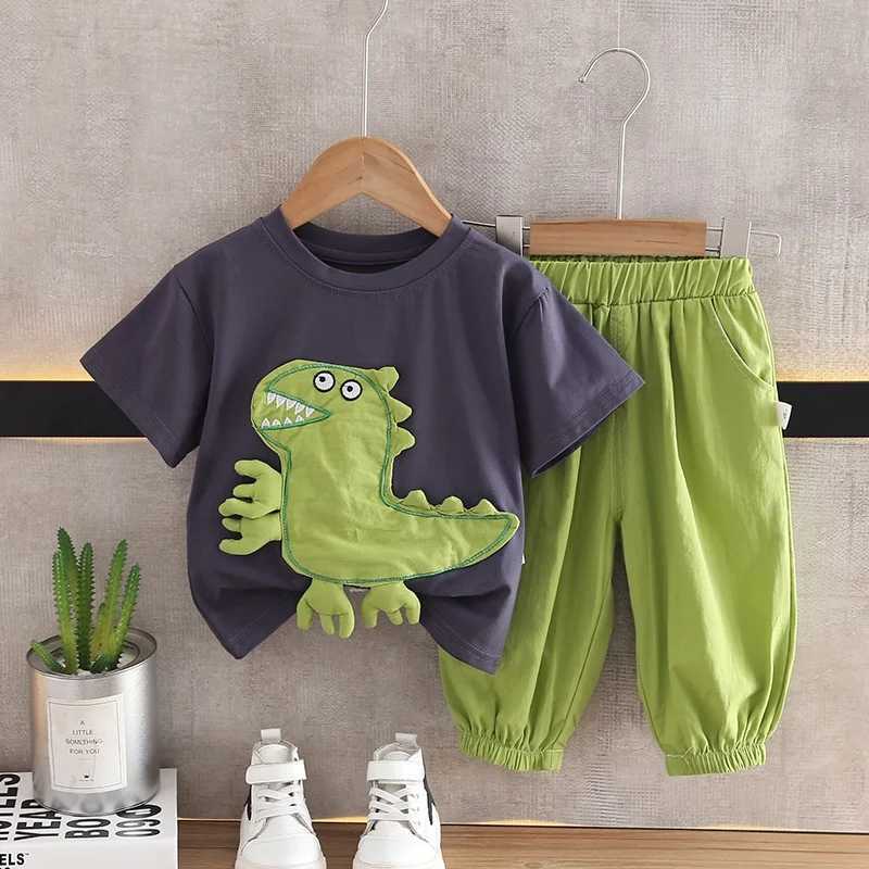 Clothing Sets Summer Baby Boys Clothes Sets Fashion Dinosaur Print T-shirts + Shorts Suits Outfits Children Boys Cartoon Clothing Sets