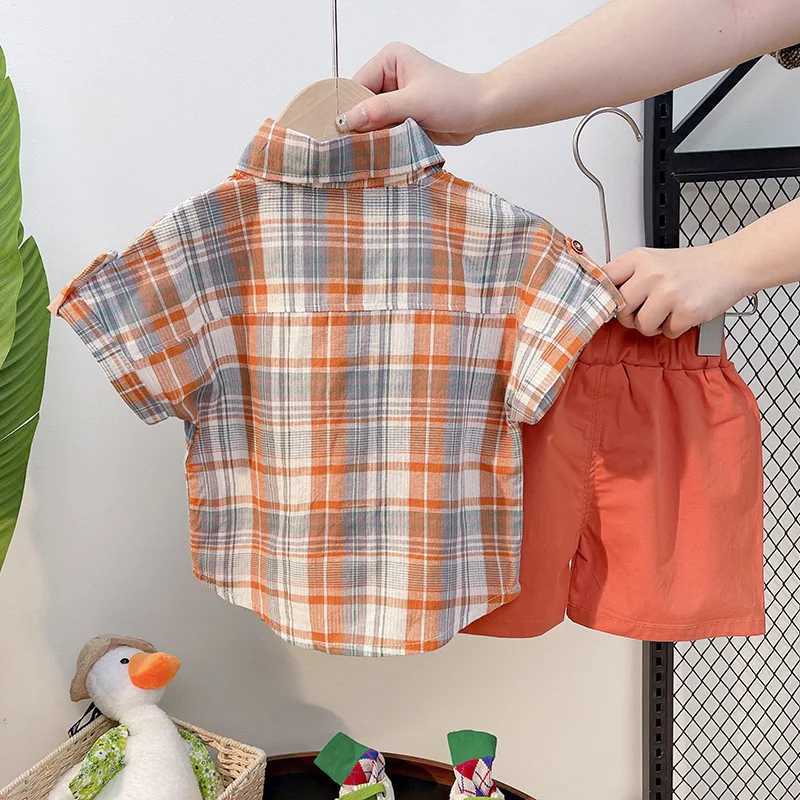 Clothing Sets Boys Clothing Sets Summer Infant Clothes Children Plaid Lapel Shirt Shorts 2Pcs Outfits Toddler Fashion Costume Kids Tracksuit