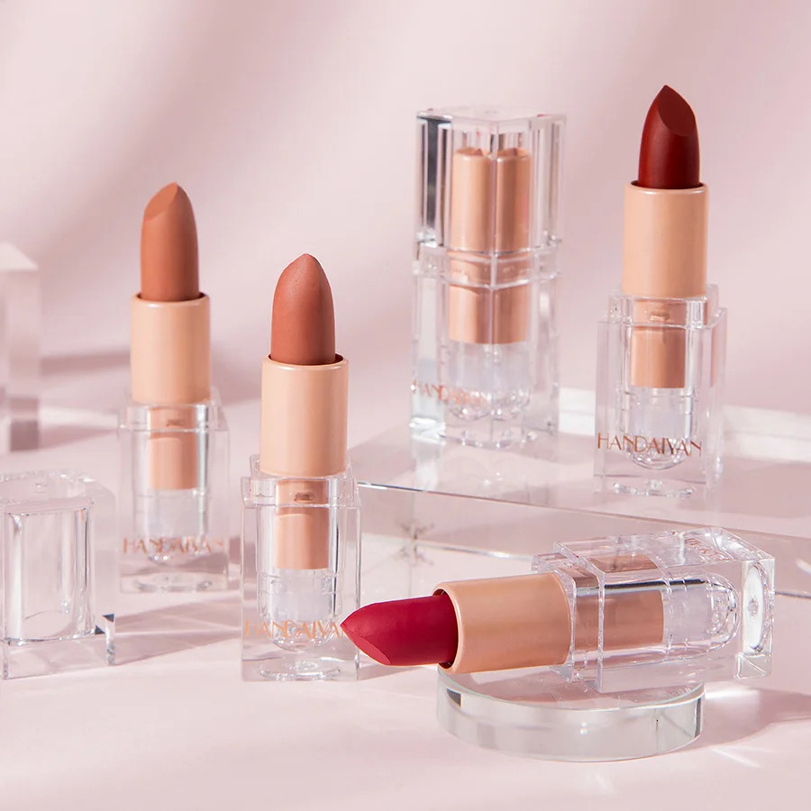 HANDAIYAN Ice Cube Matte Lipstick Lightweight Waterproof Makeup Nude Velvet Lip Stick Long-Lasting Cosmetics Lip Cream Pencil 240705
