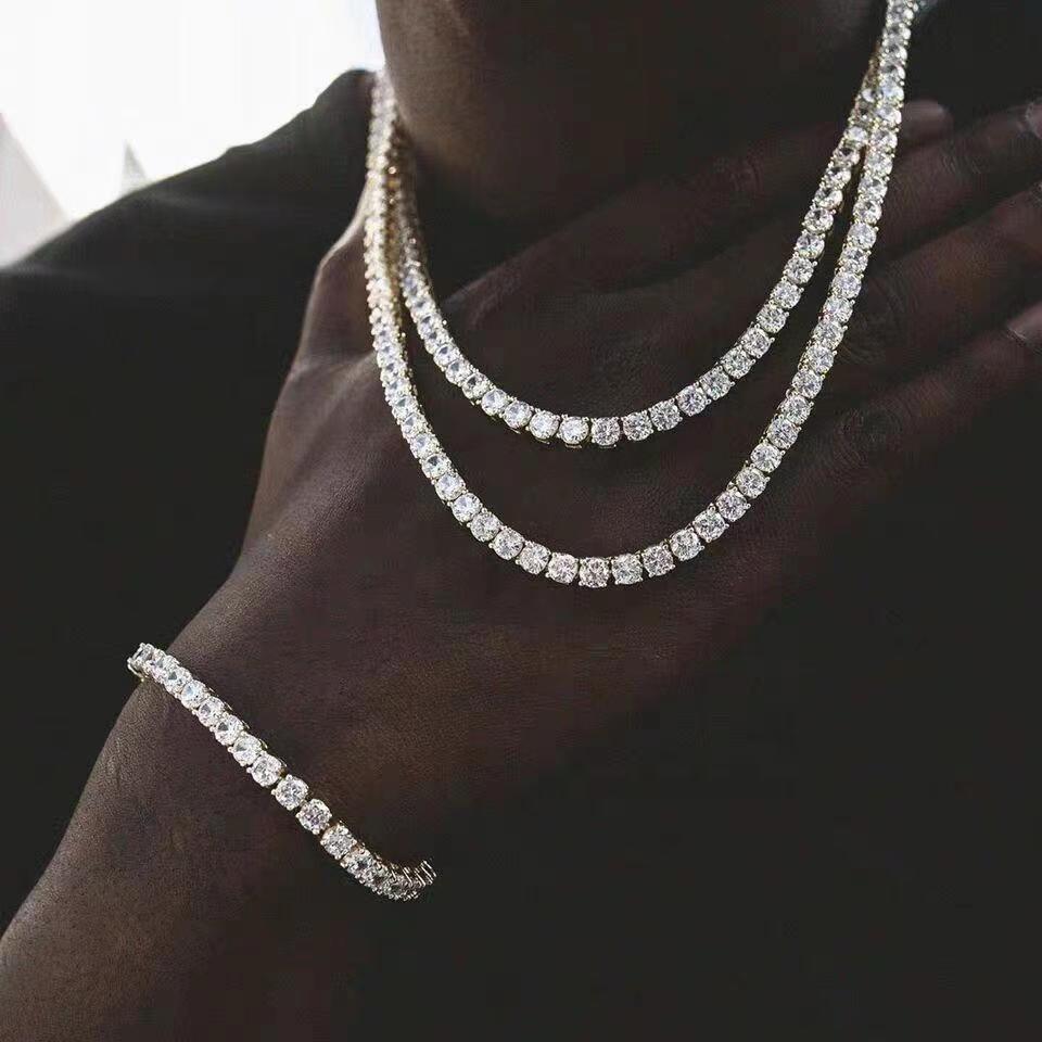 Tennis fashion designer VVS Mozambican bracelet, three gold color jewelry dia single row 2mm 3mm 4mm