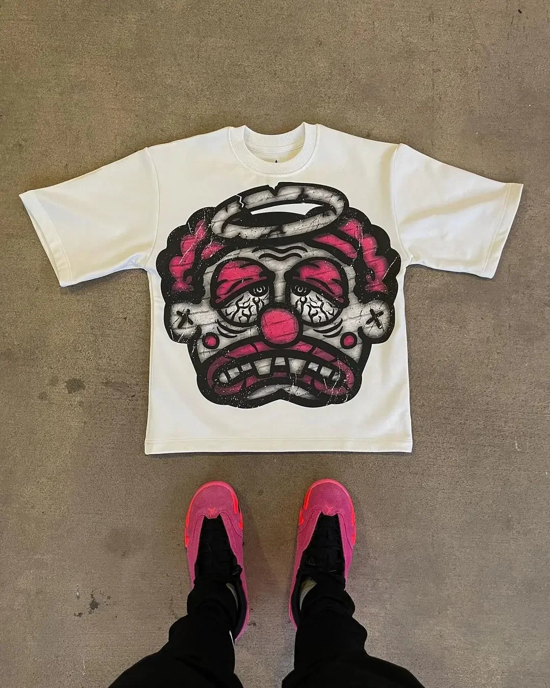 Harajuku clown T-shirt oversized vintage graphic t shirt Couples streetwear y2k top goth shirts American women clothes 240627
