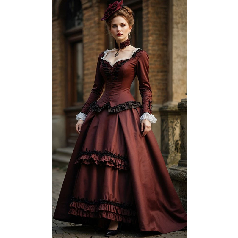 Vintage Victorian Prom Dresses Long Sleeves Ruffles Corset Gothic Evening Gowns For Women Classic Medieval Special Occasion Dress 2024 Vestido De Novi