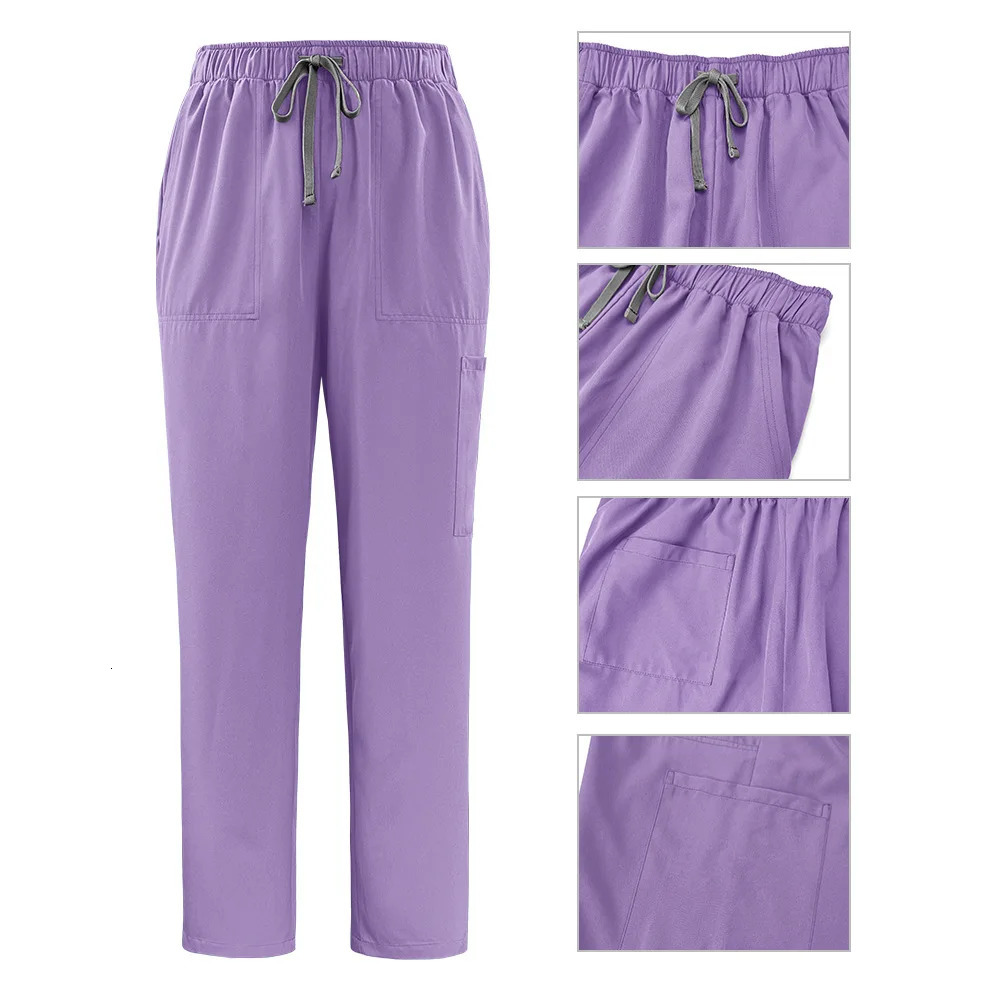 Classic Nurse Scrubs Set Men Nurse Accessories Uniform Dental Clinical Top Pants Lab Workwear Clothes 240704