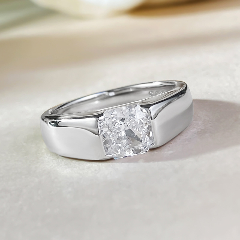 Exquisite Sterg Sier Moissanite Eternity Ring: 6MM White Grey Dia, Gorgeous Party Jewelry for Women