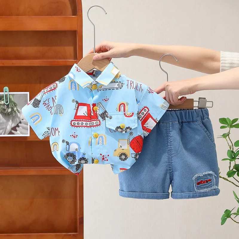 Clothing Sets Summer Children Fashion Boys Clothes Cartoon Excavator Cotton T Shirts Shorts 2Pcs/Sets Toddler Casual Costume Kids Tracksuits