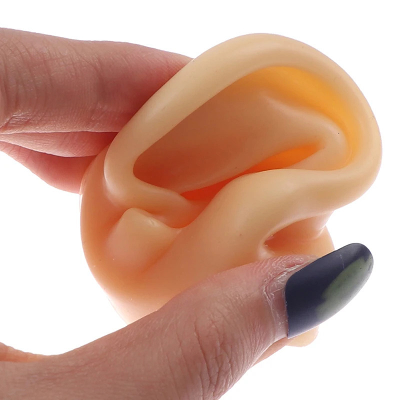 Soft silicone ear model tattoo jewelry practice perforation tool earring display model body teaching props can be reused 240705