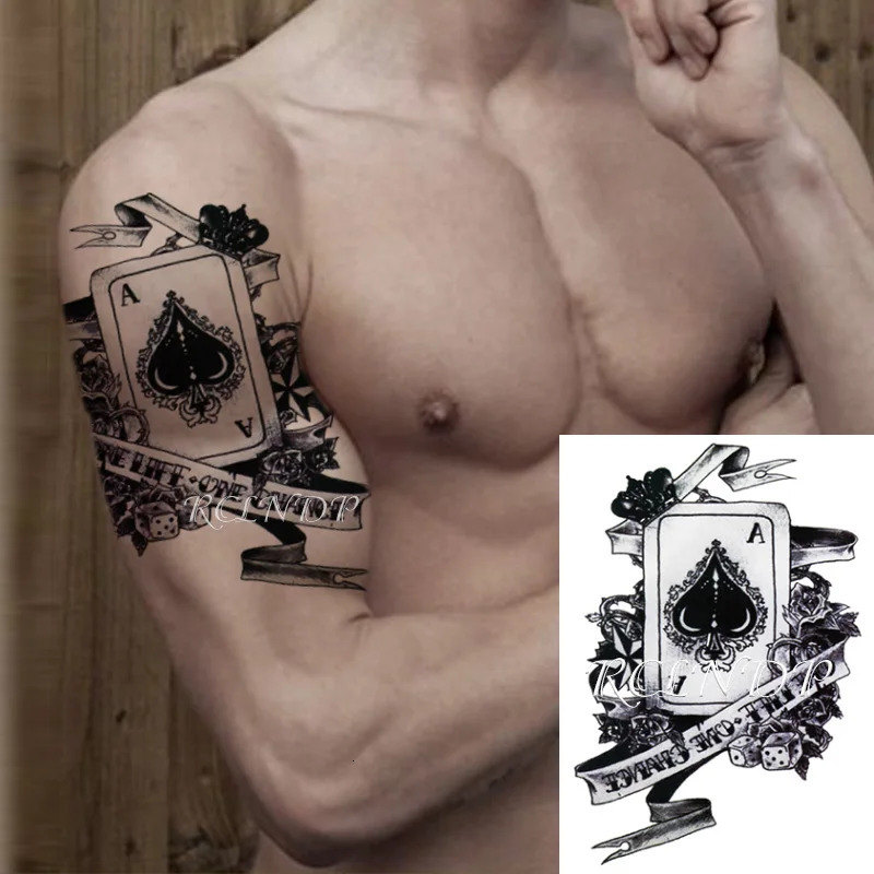 Waterproof Temporary Tattoo Sticker Playing Card Spades Creative Body Art Flash Tattoo False Tattoo Sticker 240705