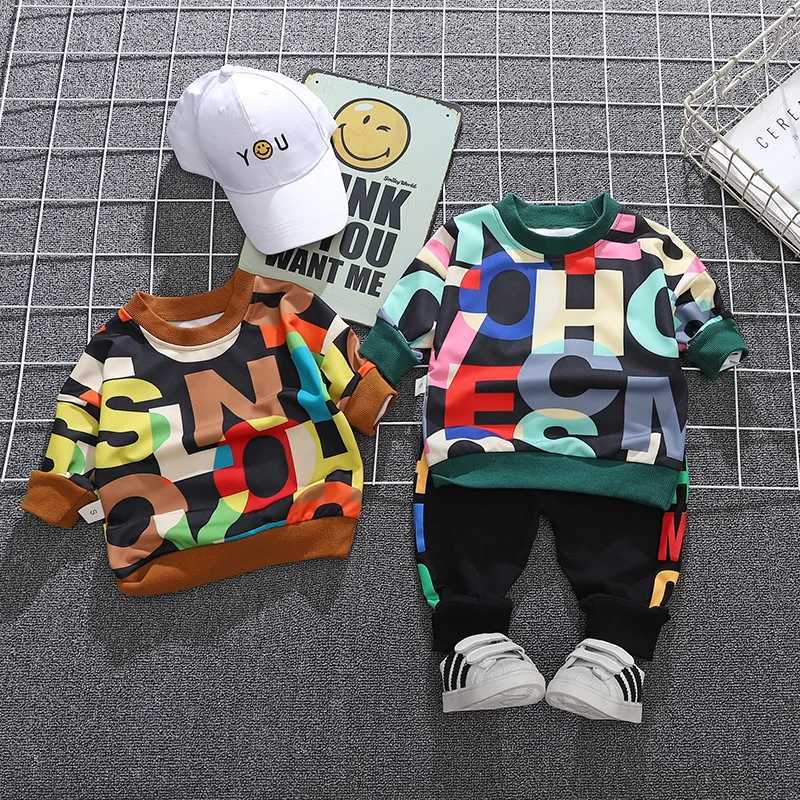 Clothing Sets Spring Baby Boys Girls Casual Clothes Kids Letters T-Shirt Pants 2Pcs/Sets Infant Cotton Clothing Set Children Fashion Tracksuit